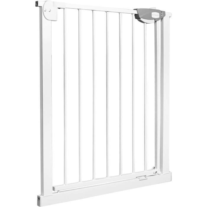 YUENFONG Barrière de sécurité pour escalier sans perçage - Largeur : 75-85 cm - Ouverture à 180° - Blanc