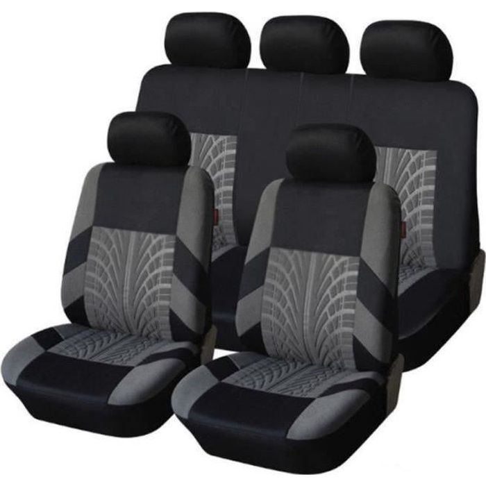 QL05031-9 PCS GRIS-NOIR HOUSSES COUVRE SIEGES FABRIC POUR VW PASSAT GOLF POLO
