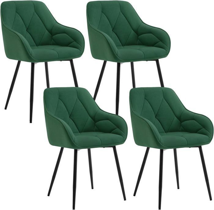 WOLTU Lot de 4 Chaises de Salle à Manger Chaise de Cuisine en Velours avec Dossier Pieds en Métal Vert foncé W0ATT0392-4 WOLTU Lot de 4 Chaises de Salle à Manger Chaise de Cuisine en Velours avec Dossier Pieds en Métal Vert foncé W0ATT0392-4