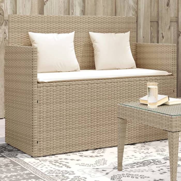 vidaXL Banc de Jardin avec Coussins Siège de Patio Chaise de Terrasse Meuble de Parc Arrière-cour Balcon Extérieur Beige 365764