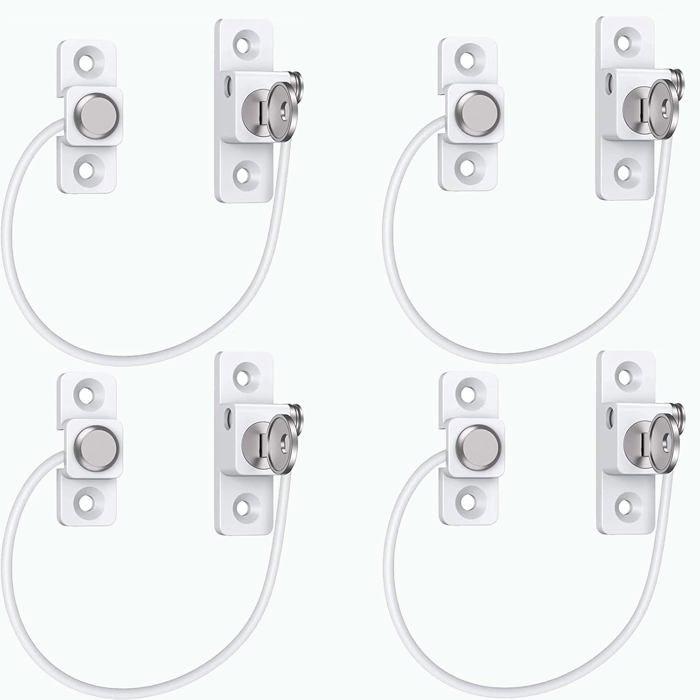 NOLUXA 2 Pcs Securite Fenetre Enfant, Serrures Protection Fenetre Enfant Avec 4 Cles Forte Adhesif Serrure Frigo Pour Bloque Porte Placard 90866753