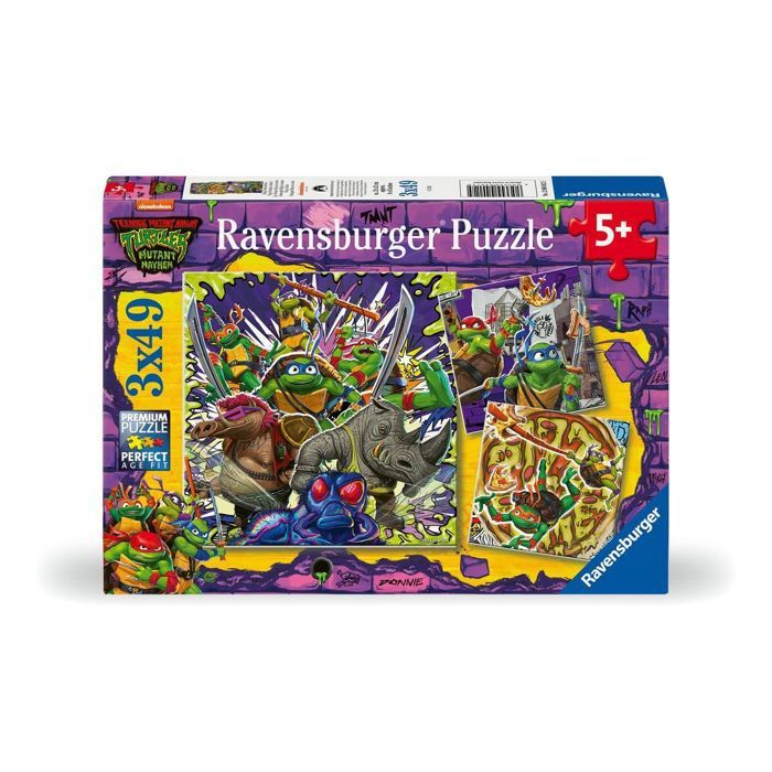 Lot de 3 puzzles 49 pieces - Les Tortues Ninja en action