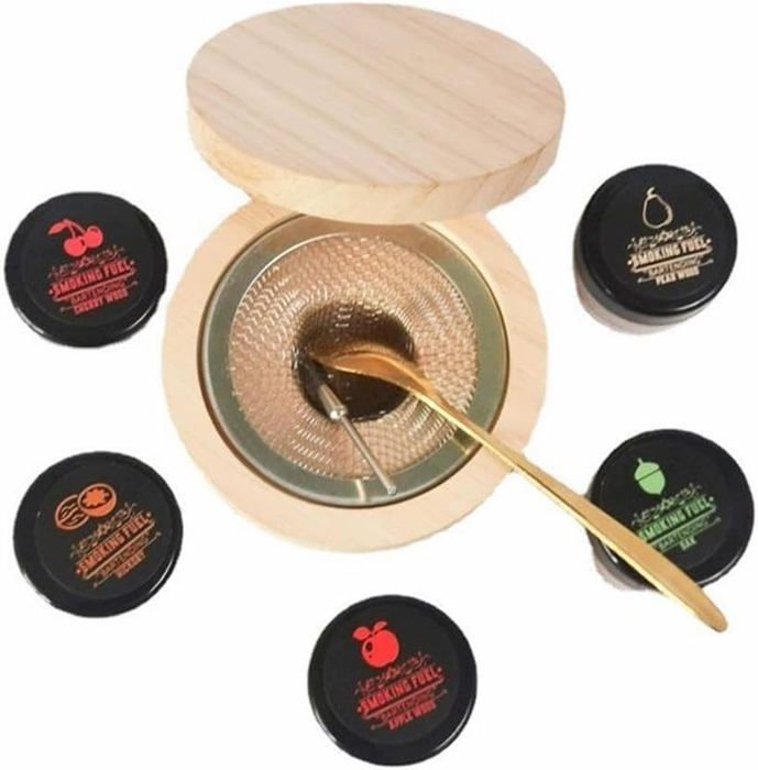 Fumoir à Cocktails électrique - Set Avec 6 Saveurs De Copeaux De Bois - Pour Aromatiser Boissons Et Desserts Maison - 7