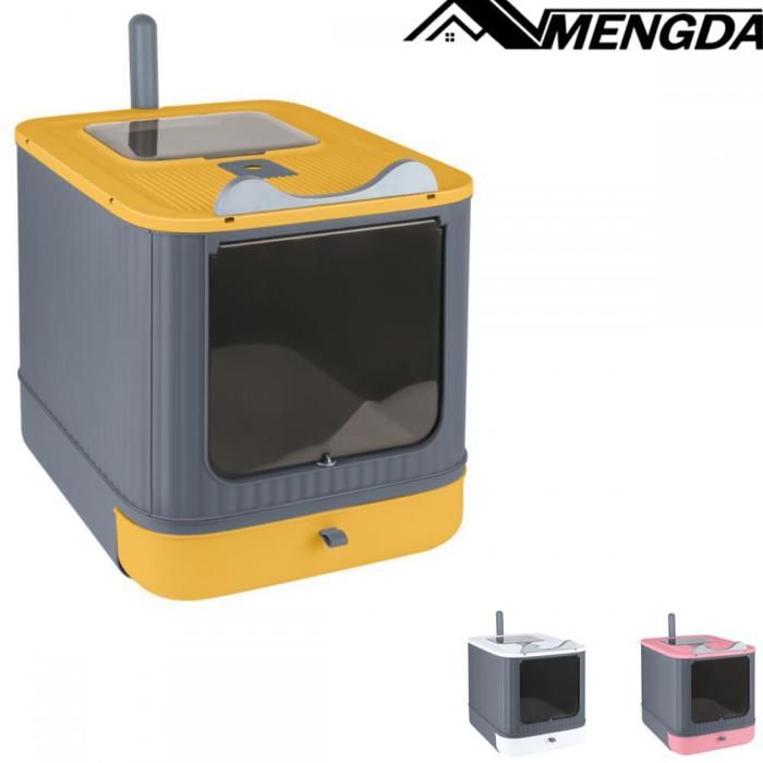 Comparer les prix de Toilettes pour chats -MENGDA- Grande capacité  - Fermé et ouvert - Facile à nettoyer  -Inclus pelle et déodorant-jaune