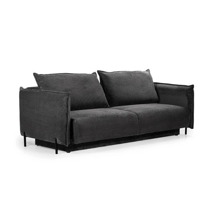 Canapé 3 places convertible velours côtelé gris anthracite – BEATRICE Meubletmoi Canapé 3 places convertible velours côtelé gris anthracite – BEATRICE Meubletmoi