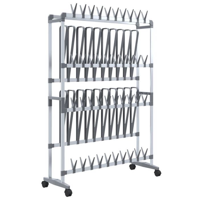 Bonne qualité - Étagère à chaussures - BONNIE - Commode à chaussures avec roulettes Argenté 89x27x120cm - Meuble dentrée Coffre