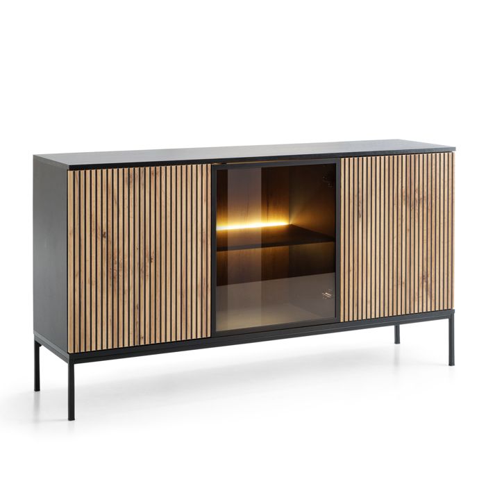 Buffet Bahut Laval K154 – Noir chene Wotan avec lamelles 154 x 83 x 39 cm Buffet Bahut Laval K154 – Noir chene Wotan avec lamelles 154 x 83 x 39 cm