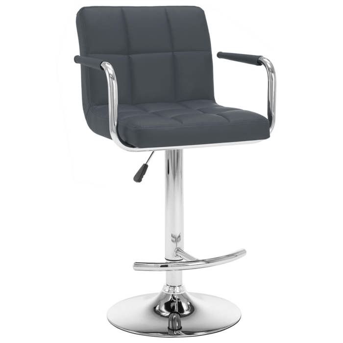 Chaises de bar CLOUD lot de 2 Tabourets Hauts Siège Haut gris similicuir LV491