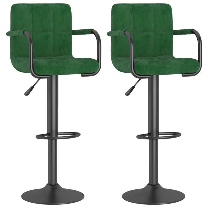 Chaises de bar CLOUD lot de 2 Tabourets Hauts Siège Haut vert foncé velours LV689