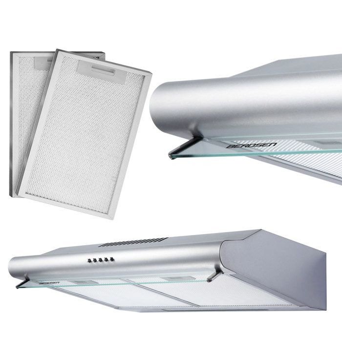 Hotte de cuisine encastrable - JANSHOP - 50 cm - INOX - Éclairage LED - 3 vitesses - 205 m³/h - 61 dB