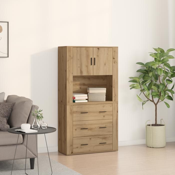 Haut meuble en chêne 80x33x150 cm Bois d ingénierie