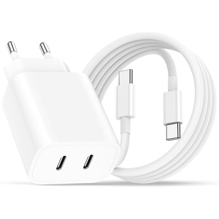 Chargeur Rapide 30W USB-C + Câble Nylon 3m - Compatible IPhone 16/15, Samsung, IPad - Prise Secteur - 3