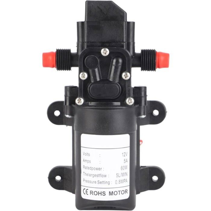12V Membraanpomp - 5L/min Hogedruk Waterpomp 116Psi Met Drukschakelaar - Voor Caravan, Boot En Camping