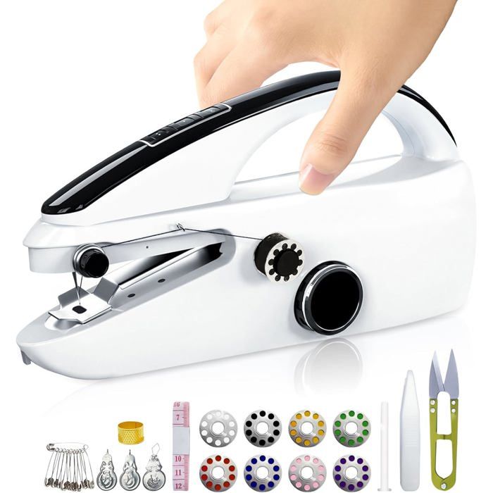 Mini machine à coudre portative - KZQ - Débutants - Réglage à deux vitesses - Alimentation USB - Enfilage facile - Kzq