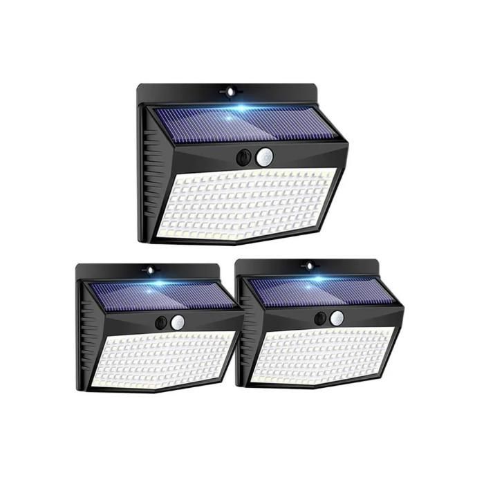 Lampe Solaire Exterieur Lot de 3 de 138LED Infrarouge Induction Étanche 3 Modes pour Jardin Decoration