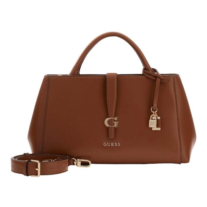 GUESS Sac à main marron pour femme - Carrie Girlfriend Satchel Cognac 330414