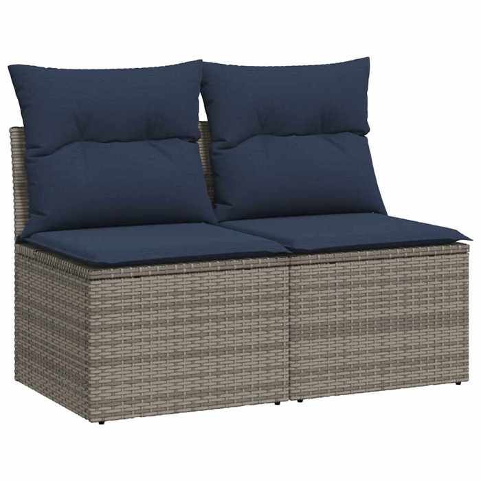 Salon de jardin en résine tressée - BURKE - 2 pièces - Coussins gris - Résine tressée - Acacia - 55x62x69 cm