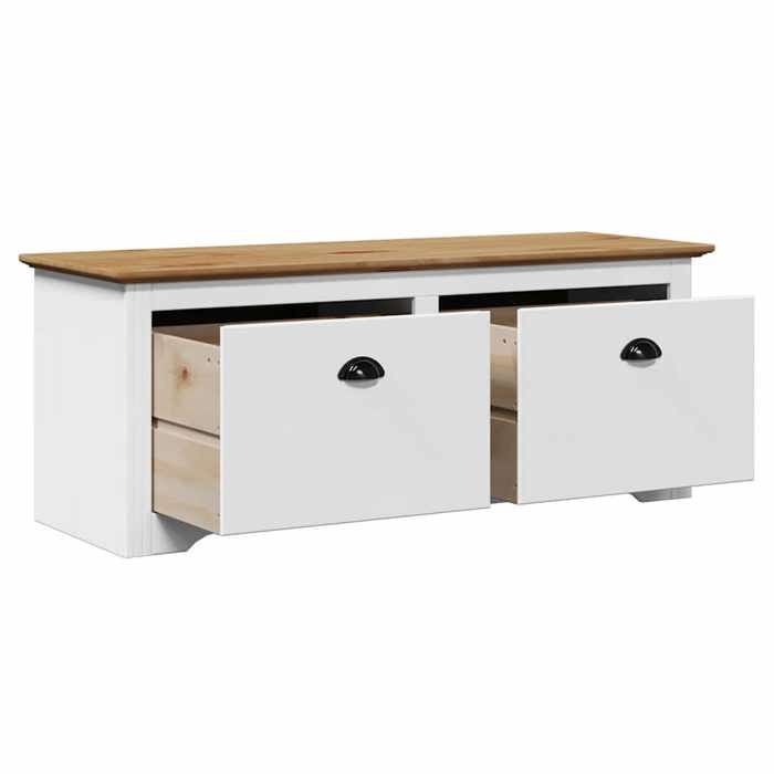 Black Friday Banc salon - JILL - Banquette de couloir - BODO blanc et marron 114x40x45 cm - BB401