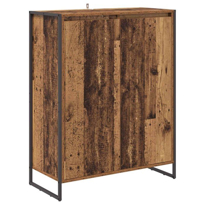 Meuble à chaussures en bois dingénierie - vidaXL - Bois ancien - 79x36x100 cm - 2 portes - Pieds en acier