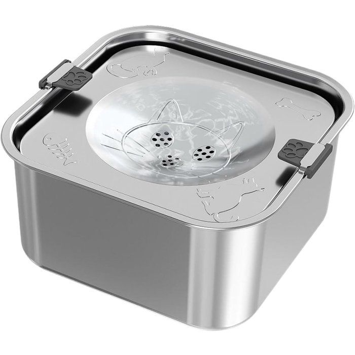 Gamelle carrée anti-fuite pour chien 3L - en acier inoxydable - grande capacité - idéale pour la maison le camping et la voiture
