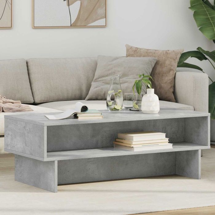 VIDAXL Table basse gris béton 100 x 46 x 35 cm en bois dingénierie avec étagères