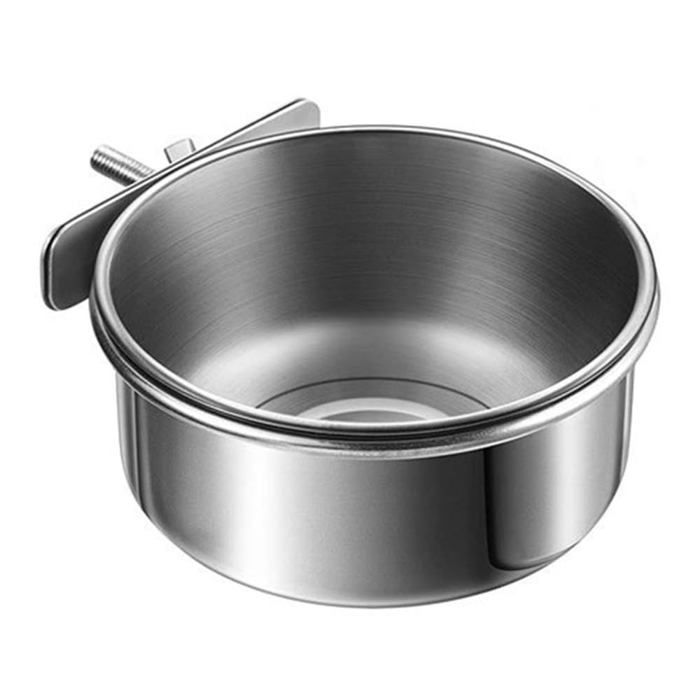 Gamelle Oiseau Inox 1 Pièce Inox 14cm Pince Fixation Anti Renversement Mangeoire Perroquet Accessoire Volaille Lumiryn