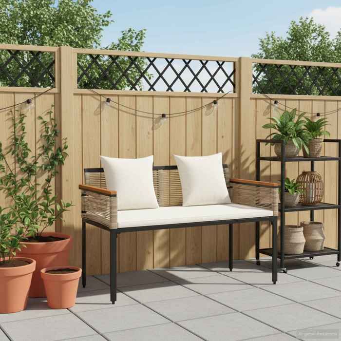 [20739]Banc de Jardin Extérieur - Siège Charge 250kg pour 2 Personnes Beige et blanc crème 117x54x74.5 cm Poids:11.4 Kg