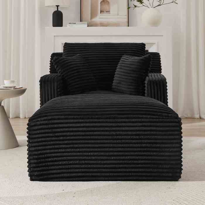 Fauteuil Togo Sofa en velours côtelé - Chaise longue relax moderne sans montage pour salon et appartement-Noir