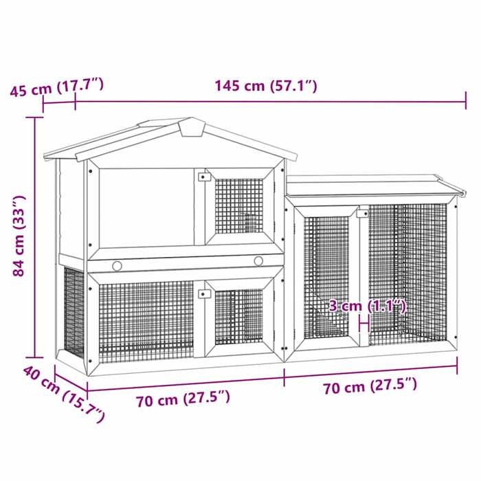 Solde 2026Poulailler pratique/parc à lapins Brun - Clapier large dextérieur pour petits animaux de compagnie Bois 15 Kg 97761721