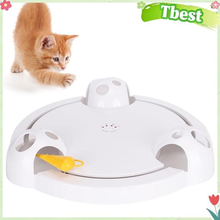 Tbest Jouet électrique pour chat Plateau tournant automatique jouet pour chat électrique taquineries animalerie jouet