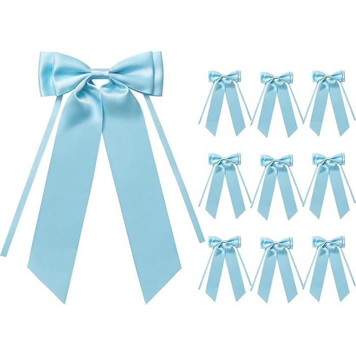 10 pièces Nœuds Cadeaux Nœuds Décoratifs Rubans Noeud Cheveux avec Nœud Voiture Mariage 14 5_x_29_cm Bleu Ciel