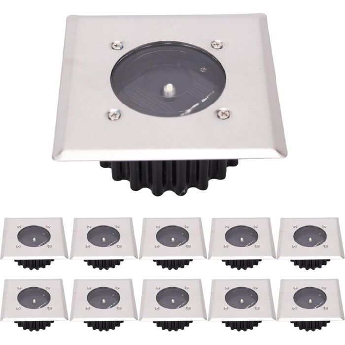 Lot de 10 lampes solaires LED pour sol éclairage extérieur lampadaire Buri Lot de 10 lampes solaires LED pour sol éclairage extérieur lampadaire Buri