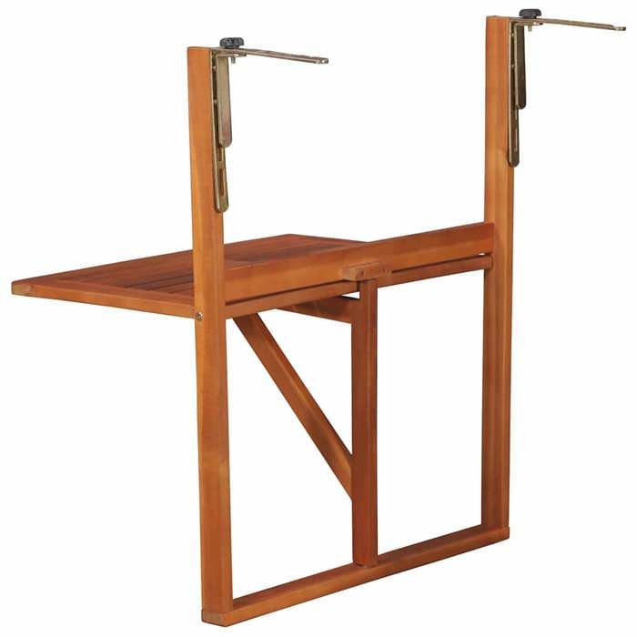 Table suspendue de balcon pliable rustique - vidaXL - 2 personnes - bois dacacia massif - marron - 645 x 44 x 80 cm qmm60n277