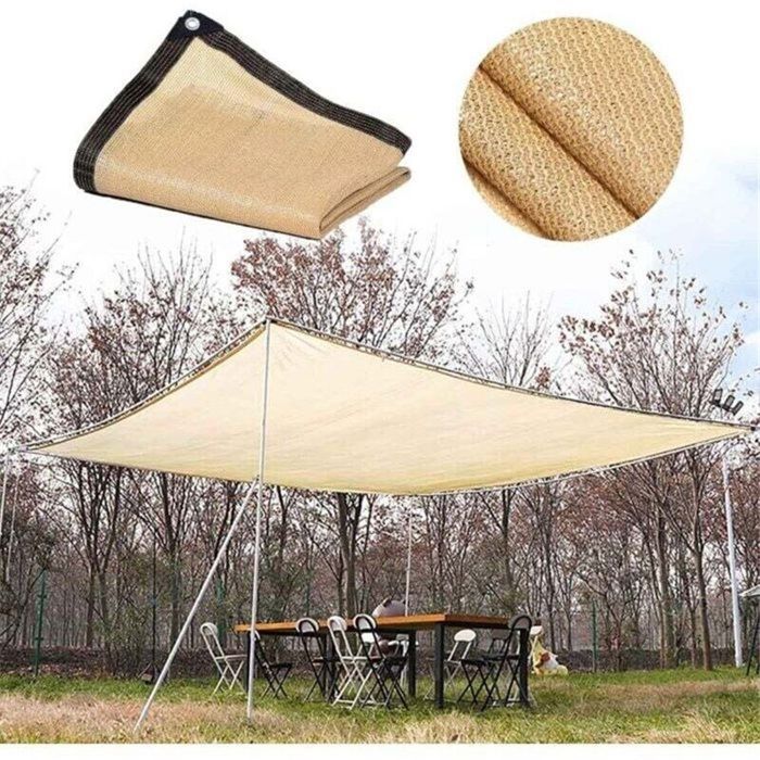 Toile D Ombrage Rectangulaire Beige 90 UV Pour Pergola Serre Jardin Piscine Respirant 3m X 5m