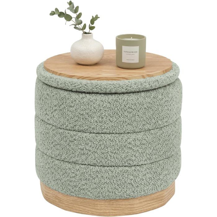 Pouf Avec Espace De Rangement Et TablettePouf Pliable RondPouf Avec Assise Pour SalonChambreHallEn ChenilleVert39X39X[CA68]