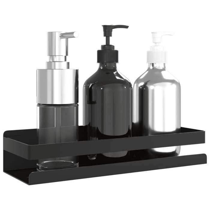 Meuble Étagère - Noir - Étagère de douche - 1 pc - noir mat acier inoxydable 304 brossé B5353