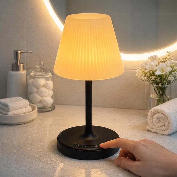 Lampe De Douche Led Rechargeable Étanche Avec Indicateur De Batterie Contrôle Tactile Avec 3 Couleurs Et Gradation Continue[LL598]