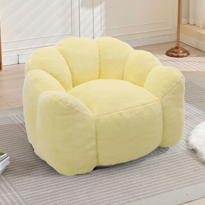 Modenuit fauteuil lotus compressé adulte jaune tissu effet velours sans montage