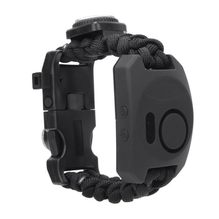 Bracelet de survie multifonction dextérieur avec boussole thermomètre sifflet et montre à alarme LED