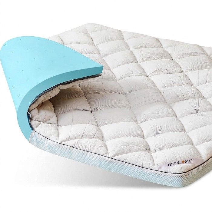 Surmatelas - NIKCORP - 90x200 cm - 10 cm mousse mémoire infusée gel - Viscose de bambou déhoussable - Soutien ergonomique