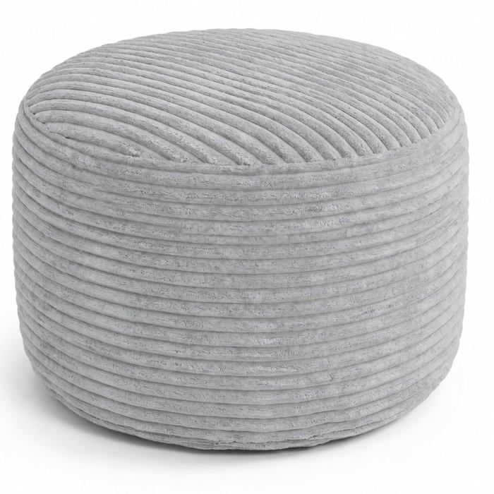 Pouf rond repose-pieds salon - housse lavable garnissage mousse 50x30 cm - gris clair