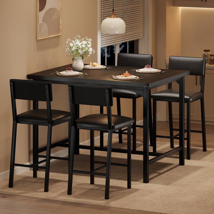 Ensemble de table de salle à manger pour 4 personnes avec repose-pieds et protection dangle ensemble de table de cuisine 5 pièces