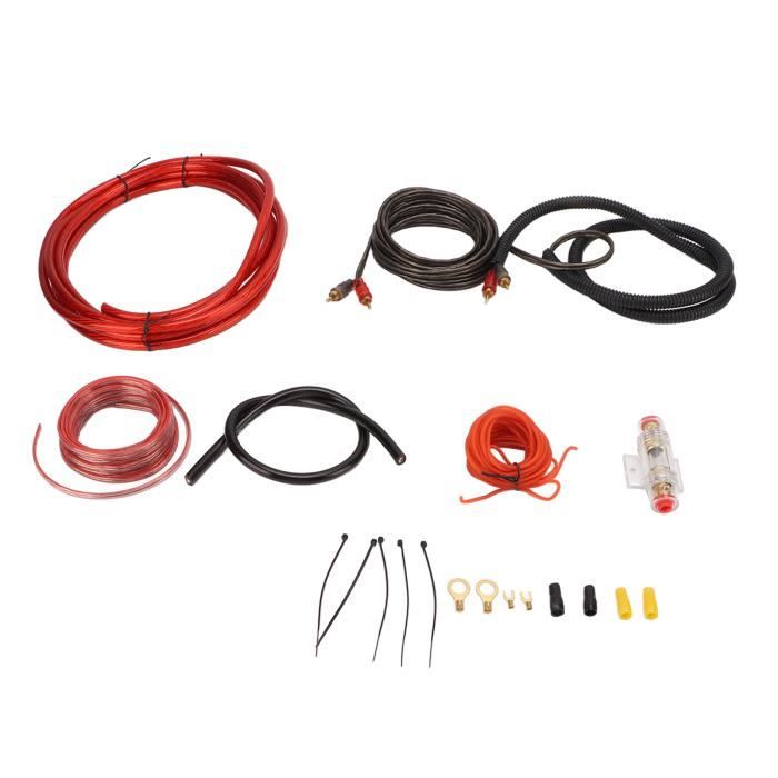 Kit Câblage Ampli Voiture 2800W Calibre 4 - Câbles Haut-Parleurs, Alimentation, Fusibles Pour Caisson De Basses Et Système Audio Puissant