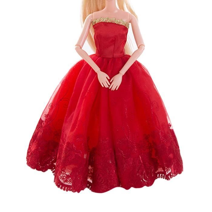 robe de princesse rouge pour barbie  Robe de poupée, Robe de mariée barbie,  Tenues haute couture