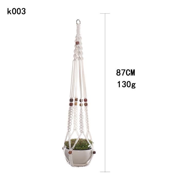 Lot De 3 Suspendus Macramé Pour Plantes - Longueur 105 Cm - Avec Pompons - Décoration Bohème Maison, Balcon, Bureau