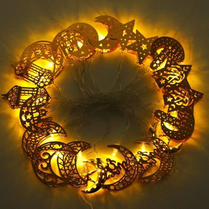 Guirlande Lumineuse Ramadan Eid 9,84 Pouces 20 Led Décorations Étoile Lune  Ramadan,Eid Mubarak Lumières Ramadan Fée Guirlande[H4428]