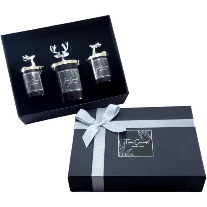 Coffret Cadeau De Luxe 3 Pièces Parfumées À La Vanille Argentées En Cire  Noire, Cadeau Parfait Pour Femme, Arôme Exquis, Sup[u10033]