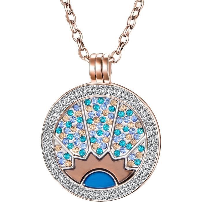 COLLIER ACIER LONG AVEC PENDENTIF GÉOMÉTRIQUES