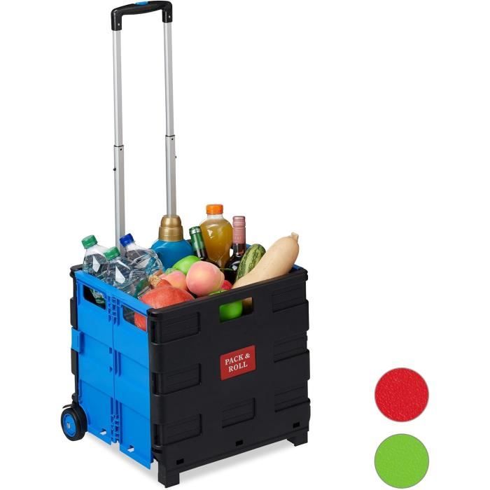 Chariot Portable Chariot De Courses Pliable, 2 Roues, Poignée Téléscopique, Jusqu'à 35 Chariot De Courses Pliable 150 Kg