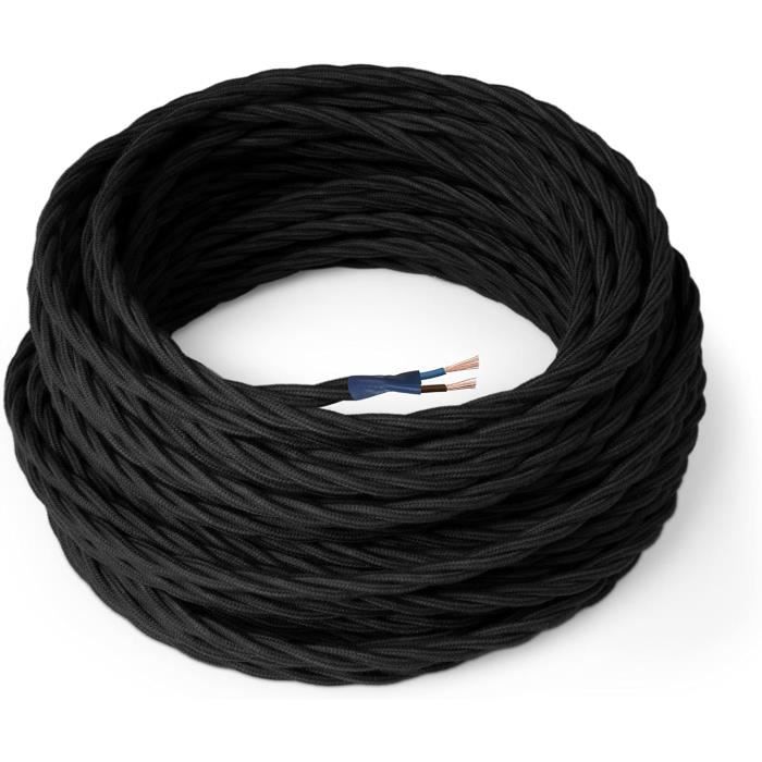 Câble Électrique Textile Couleur Paille,Torsadé,Jute,20 Mètres,Avec Mise À La Terre 3X0,75-Fil